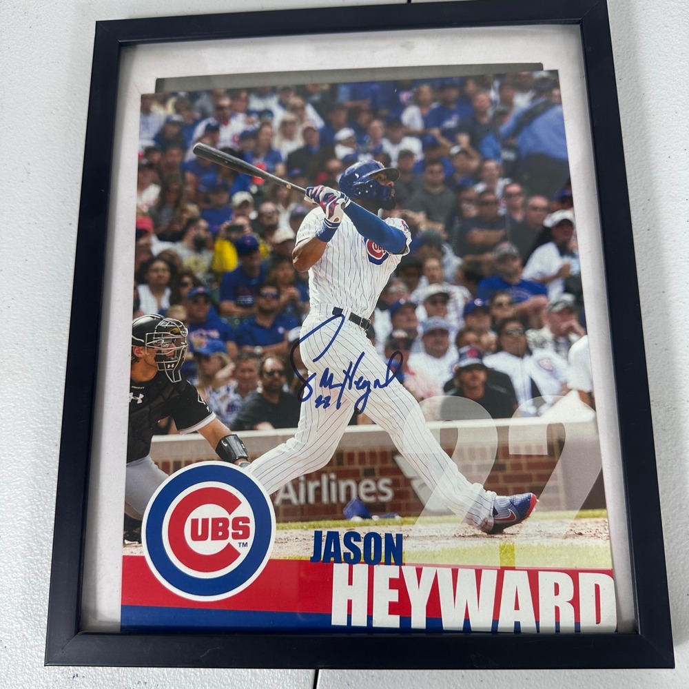 MLB Jason Heyward Photo Blue Chicago Cubs Signed Framed Autograph MLB
